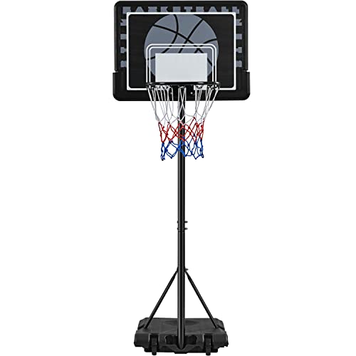 Yaheetech Height Adjustable Basketball Hoop Stand Portable Basketball Goal System Set With 32'' Pe Backboard W/ 2 Wheels 7.7Ft-8.7Ft Height Use For Indoor & Outdoor Sports #TOP6