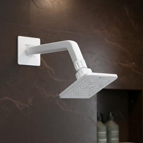 Image of YERAWAR Wall Mounted Overhead Shower Head | High Pressure Rain Shower | ABS Material Body | Anti-Clog Nozzles | Easy Install Bathroom Shower for Home & Hotel (White, 6 X 6 Inch)