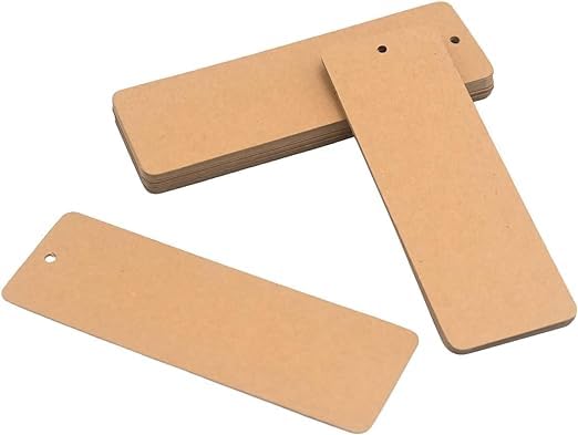 Image of CLOCKIVA Blank Wooden Unfinished Cutouts DIY Wooden Craft Bookmark Wood Hanging Gift Tags Rectangle Shape Blank Bookmark Ornaments with Holes DIY Best Gift for Readers (30)