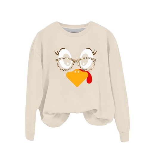 Sweat-shirt dinde mignonne pour femme, haut décontracté beige BlFit