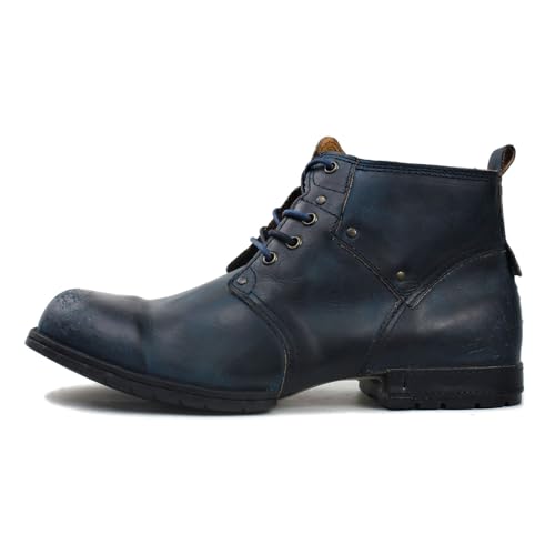 Image of OSSTONE Moto Boots for Men Fashion lace-up Leather Chukka Boots Casual Shoes OS-6015-2-retro-brown-US-R