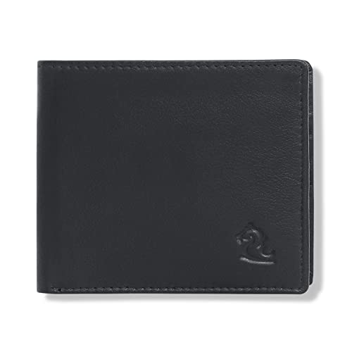 Image of KARA Black Genuine Leather Wallet for Men with Multipurpose Slip Pocket - Bifold Men's Wallet with 8 Card Holder Slots