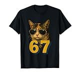 Funny 67 Meme Trend 6 7 Cat Six Seven Viral Youth Slang T-Shirt