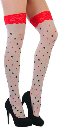 Image of ToBeInStyle Women's Harlequin Jester Thigh High Stockings Playing Card Checkered Opaque Halloween Costume Hosiery