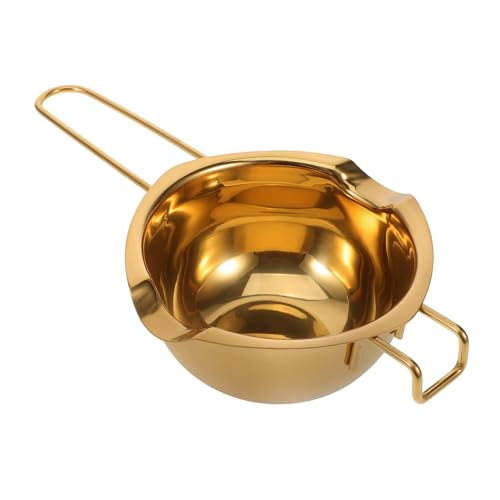 LOPUNER Cuenco para fundir Chocolate tazón para derretir Chocolate tazón de Cera derretida conformado el se derrite Bol crisol Olla para derretir Chocolate Acero Inoxidable Dorado