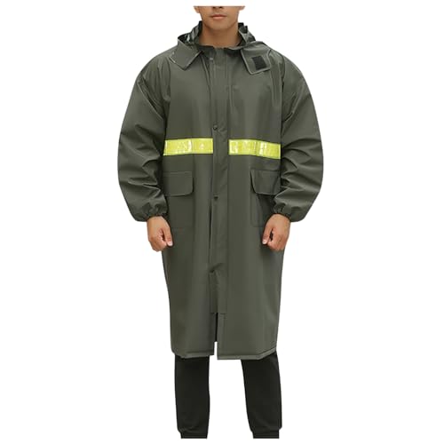 Manteau de pluie pour homme veste longue imperméable avec capuche et bandes réfléchissantes
