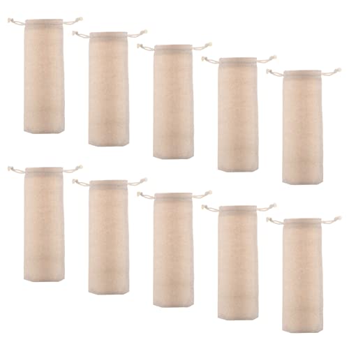 CIYODO 10 Pcs Bag Cotton Pouch Straw Storage for Travel Drawstring Easy Wash Linen Material