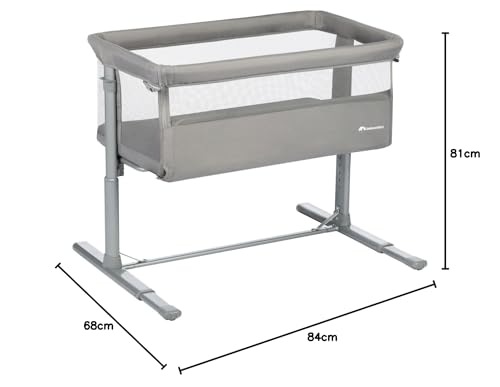 Bebeconfort Zina Berço Colecho para Bebé e Berço Independente Desde o Nascimento até aos 6 Meses (de 0 a 9 kg), Berço de Bebé Dobrável, 5 Posições de Altura Ajustáveis, Colchão Reclinável, Cinzento