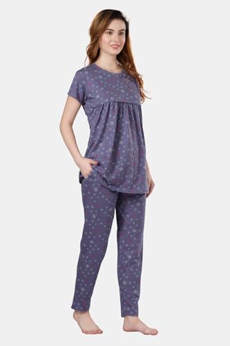 Image of Fabme Womens Cotton Pre and Post Pregnancy Maternity Top and Pyjama Set
