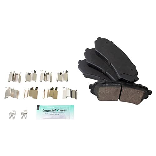 Image of TRQ Rear Brake Pad, Caliper, & Rotor Kit Ceramic Compatible with 1998-2007 Lexus LX470 Toyota Land Cruiser