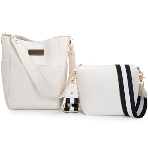 Montana West Bucket Bag Crossbody Bags for Women Vegan Leather Purses and Handbags Large Hobo Shoulder Bag B2B-MWC2-181BG, Beige
