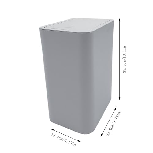 Caneca de basura pequeña de plástico 15 litros con tapa press gris miniatura 3