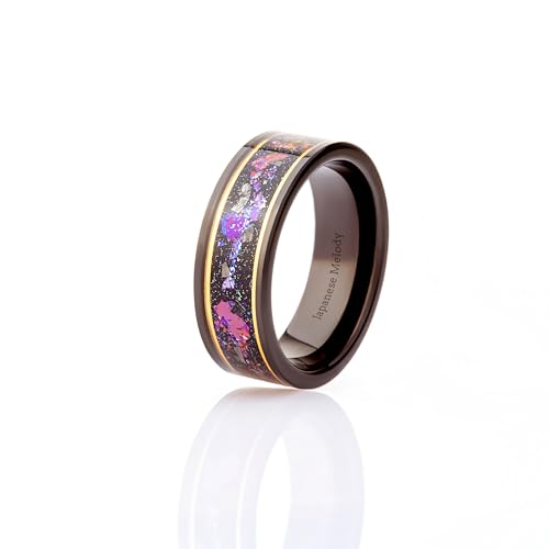 Meteorite and Galaxy Opal ring, Black Tungsten band for man, Men's ring, Nebula wedding band, Meteorite wedding band, Nebula ring, Ring