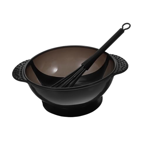 POPETPOP 2 juegos Tazones para Tinte de Cabello con Agitador y Ventosa Kit de de Peluquería Unidades Tazón Negro y Agitador Negro