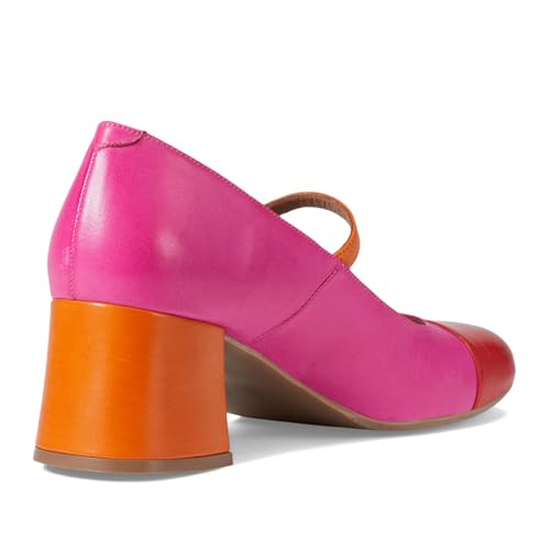 SHODENSE Women Rainbow Pumps Low Chunky Heel Mary Jane Shoes Square Cap Toe Ankle Strap Dress Pumps Two-Toned Mid Block Heel Mary Janes Lolita Shoes Multicolor Patchwork Office Wedding Party 4-11 M US4