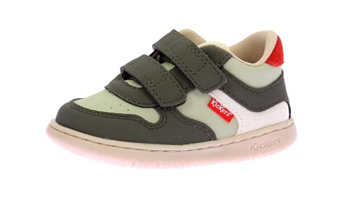 Kickers Kickmotion, Zapatillas Unisex niños, Caqui Verde Blanco, 19 EU