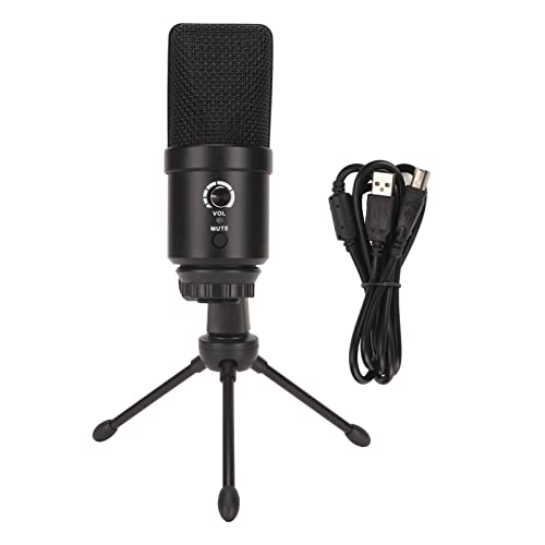 NutriEss USB Condenser Microphone with RGB Ambient Light Intelligent Noise Reduction Adjustable Volume Cardioid Pickup for Live Streaming Studio Recording PC iOS Devices