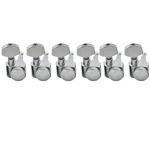 Musiclily Pro 6 inline 2-pin Vollmetall Gitarre Locking Tuners Locking Mechaniken Machine Heads Tuning Pegs Set für Fender Strat/Tele E-Gitarre, Chrom