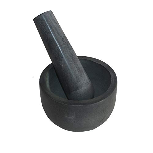 Kaizen Casa Stone Mortar And Pestle, For Grind Spices, Powder Pesto, Mash Herbs, Crush Pills, Regular Size (3.75"X2.75" Mortar, 5" X1.5" Pestle) #TOP4