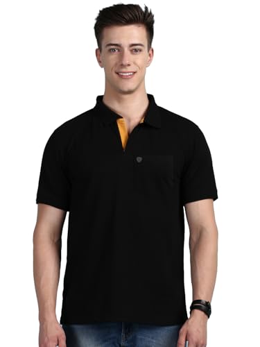 Image of Lux Cozi Men's Half Sleeve Soild Casual Regular Fit T-Shirt with Chest Pocket | Polo Tshirt for Men