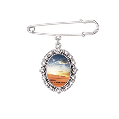 Broche en soie Camel Desert Blue Sky Journey pour robe, taille M