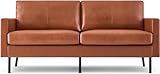 Z-hom 70' Top-Grain Leather Sofa, 2-Seat Upholstered Loveseat Sofa Modern Couch, Luxury Classic for Living Room Bedroom Apartment Office (Brown)