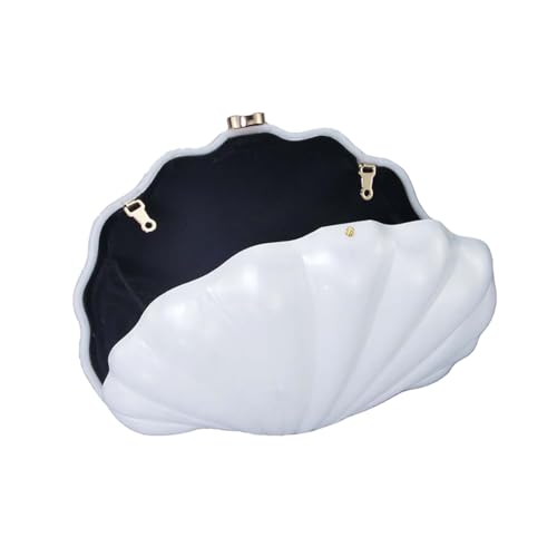 Image of Women Pearl Shell Acrylic Clutch Shell Purse Chain Shoulder Bag Ladies Wedding Clutch Prom Evening Handbag