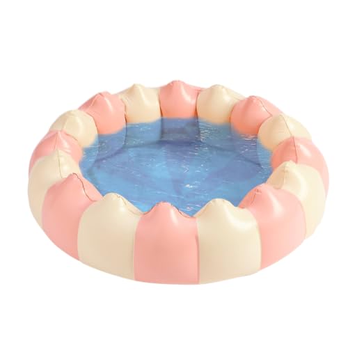 Piscina inflable para niños – Diversión acuática perfecta en verano | Piscina portátil de rayas retro con PVC engrosado, 47 x 47 x 11,8 pulgadas, gran centro de juegos acuáticos para niños pequeños