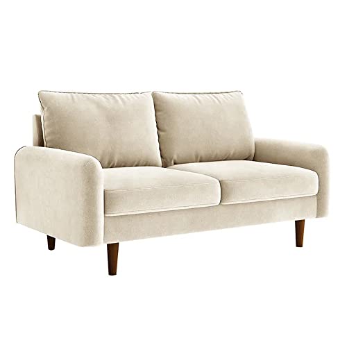 Image of Wood Hessville 56.3'' Upholstered Loveseat 2 Seater Sofa Settee Couch for Livingroom Bedroom Office Hotel Guestroom (Beige)