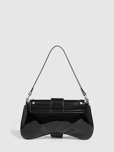 Verdusa Women's Punk Studded PU Leather Shoulder Handbags Flap Underarm Bags with Buckle2