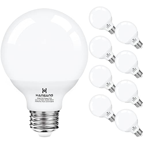 Image of G25 Vanity Light Bulb 2700K Warm White 8 Pack, LED Globe Light Bulbs for Bathroom Vanity Mirror,E26 Medium Screw Base,5W 60W Incandescent Equivalent,500 Lumen,Non-dimmable