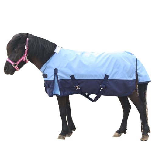 Gallopoff Mini caballo/pony/potro/miniatura, tamaño 91.4 cm-129.5 cm, ligera, impermeable y transpirable, 1200 denier, sin relleno, azul claro, 91.4 cm