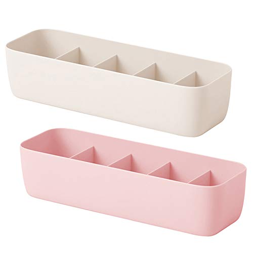 2 Piezas Organizador de Ropa Interior, Calcetines universales Estuche de Almacenamiento de plástico,para Sujetadores, Ropa Interior, Calcetines, Corbatas, Bufandas Pañuelos (Rosa claro, albaricoque)