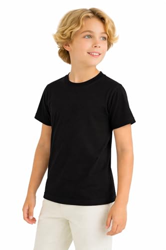 Image of DYCA by Bodycare Boy Round Neck Half Sleeves T-Shirt, Cotton Solid Tshirt, Regular Fit Casual Wear T Shirt