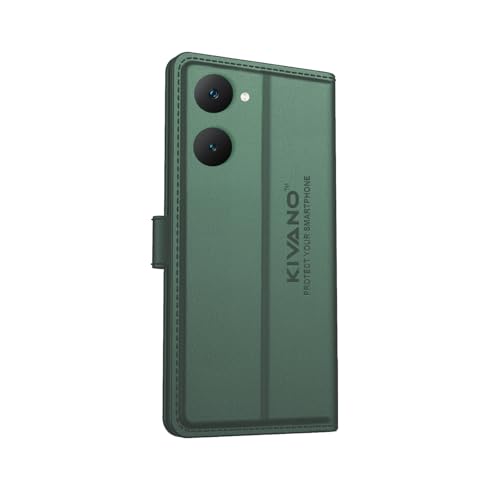 Image of Compatible with iQOO Z9 Lite 5G / Vivo Y28S 5G / Vivo T3 Lite 5G / Vivo Y18 4G / Vivo Y18e 4G / Vivo Y18i 4G Flip Cover | Leather Finish | Inside Pockets & Inbuilt Stand Green