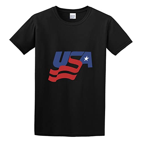 BAIGONGZHU USA Hockey Large Size Personalise Street Take out Black And White Photo T-Shirt Black 3XL