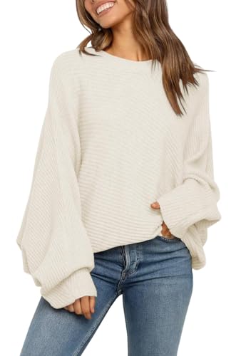 Fessceruna Damen Pullover Oversize Fledermausärmel Strickpullover Winter...