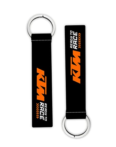 Image of woopme Polyester 1Pcs Ready To Race Ktm Lanyard Keychain Holder Compatible For Bikes Men's Women's Riders Key Holder Key Tag Multicolored (6 X 1 Inches)