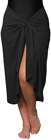 Plus Size Long Black Swimsuit Sarong 