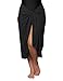 Plus Size Long Black Swimsuit Sarong Cover up with Built in Ties