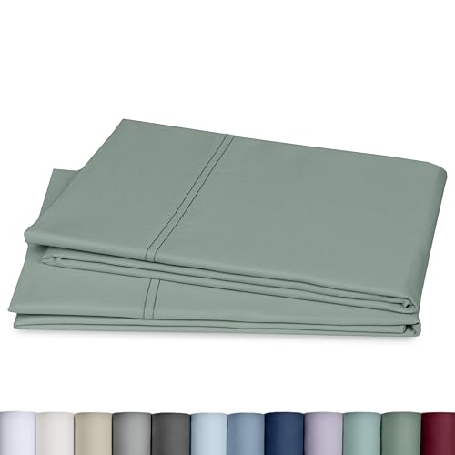 Image of California Design Den 800 Thread Count 2-Pack Standard Size Pillow Cases | Soft & Thick 100% Cotton Sateen Backed by GH Seal, Classic Side Opening 4 inch Hem, Fits Standard & Queen Pillows - Sage Green