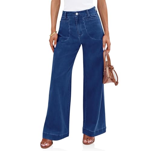 Wide Leg Jeans Women High Waisted Tall Trouser Jean Trendy Loose Stretchy 90s Mom Jeans Denim Pants