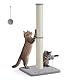Feandrea Kratzbaum, 85 cm hoch, Kratzsäule, Katzenbaum, Kratzstamm für Kätzchen und Normale ausgewachsene Katzen, Sisalstamm, mit Plüschball und Glocke, Taubengrau PCA040G01