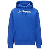 Kappa Sudadera para Hombre con Capucha de Gasa, Ajuste Regular, Manga Larga, Bolsillo Canguro, puños y Fondo Acanalados, Logotipo de Omini y Letra Kappa Impresa, Color Azul Real, Talla L