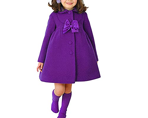 HBDesign Cute Imitation Wool Bowknot Girl Overcoat Dress Coat Outer Wear Winter