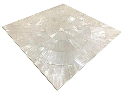 Selenite - Mesa de centro de selenita, mesa de comedor de selenita, mesa de sofá de patio de selenita, mesa blanca para restaurante, 42 x 42 pulgadas