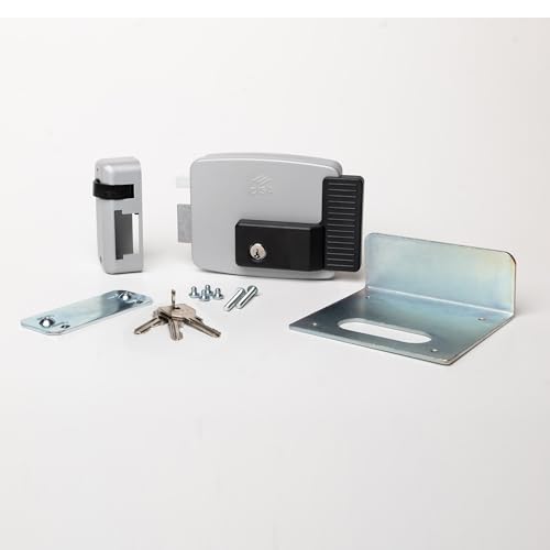 CISA - Cerradura eléctrica para aplicar 111721602N7 - Cerradura eléctrica CISA de acero pintado con llave interna - Cerradura puerta exterior entrada 60 regulable - mano izquierda