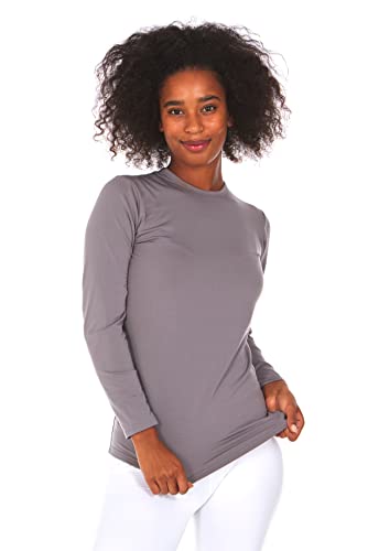 Thermajane Thermal Shirts For Women Long Sleeve Winter Tops Thermal Undershirt For Women (Grey, X-Large) #TOP26