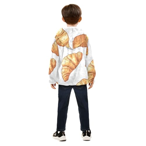 Croissant Girls Fleece Jacket Girls Fall Jacket Girls Zip Up Hoodie Girls Sherpa Jacket 2-10T4