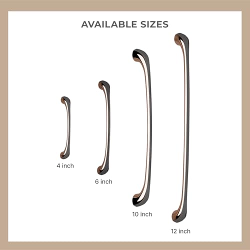 Image of LAPO 12 Inch Pull Handles for Kitchen Storage Units, Perfect for Cabinet Doors and Drawer, Comfortable Holding Grip, Smooth Installation Process, Hole to Hole Size 28.5 cm (Black Rose Gold, Pack of 3)